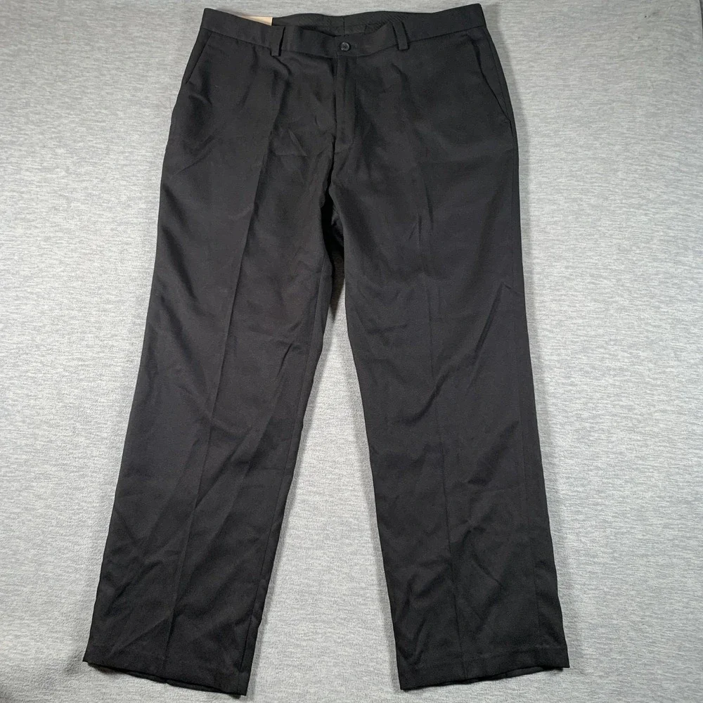 Haggar Dress Pants Mens 38x30 Black Classic Fit Gabardine Work Business